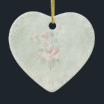 Verblichene Rose Shabby Vintag Design Keramik Ornament<br><div class="desc">Ein extravagantes Herzornament mit einer Vintagen Textur mit einem verblassten,  grauen Hintergrund und einem zarten Muster aus Blume,  Blätter und Rosen. Dieses schäbige,  Vintage Design ist alt und abgenutzt aussehend und verleiht ihm ein altes Aussehen.</div>