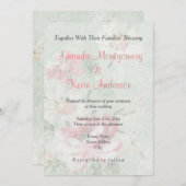 Verblichene Rose Vintages Design Klassische Hochze Einladung (Vorne/Hinten)