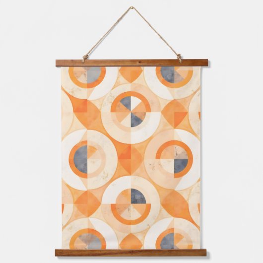 verblichene Terra Geometrics Wandteppich Mit Holzrahmen (Vorderseite)