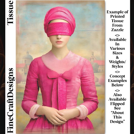 Verblindete Frau, rosa Kleid DH8R Decoupage Seidenpapier