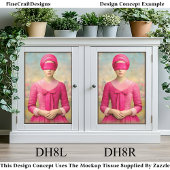 Verblindete Frau, rosa Kleid DH8R Decoupage Seidenpapier