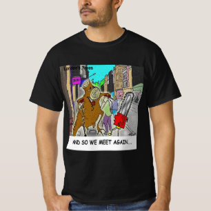 Verblüfft: Kettensäge Vs Baum lustiger Comic T-Shirt
