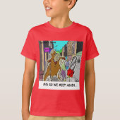 Verblüfft: Kettensäge Vs Baum lustiger Comic T-Shirt (Vorderseite)