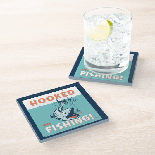 Verblüfft vom Fischfang Glasuntersetzer (Schrägansicht)