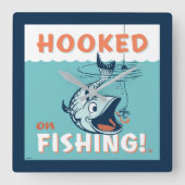 Verblüfft vom Fischfang Quadratische Wanduhr (Vorderseite)