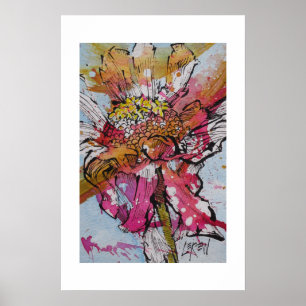 Verblühende Zinnia 001 / Künstler Larry Lerew Poster