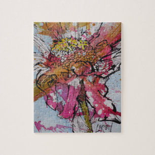 Verblühende Zinnia 001 / Künstler Larry Lerew Puzzle