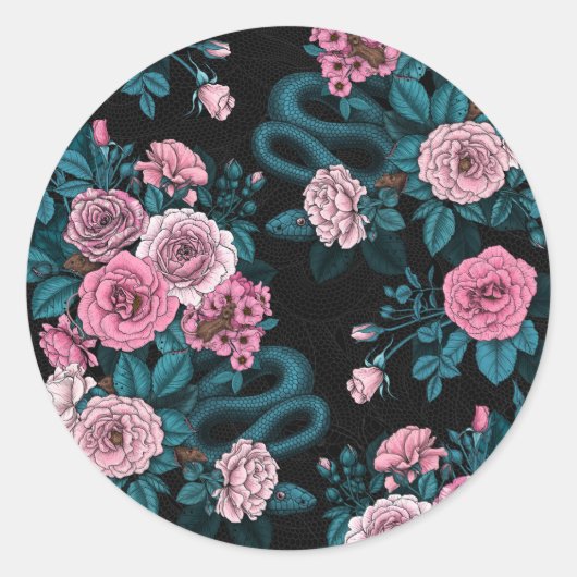 Verborgen in den Rose 2 Runder Aufkleber (Vorderseite)