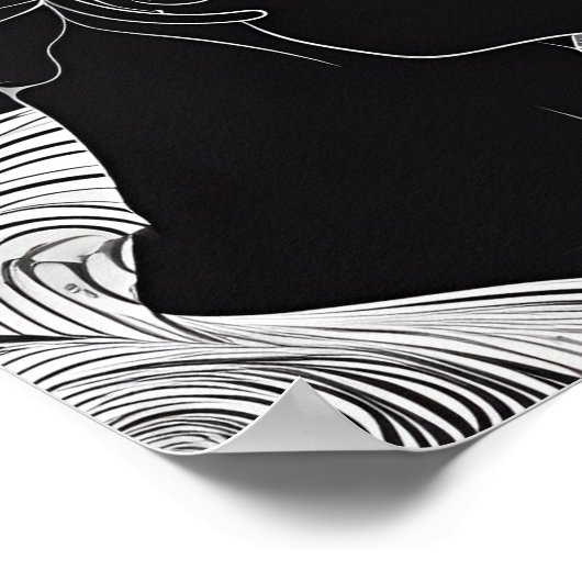 Verborgen mit Kuss: Schwarz-Weiß-Liebe Poster (Ecke)