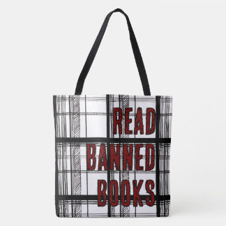 Verbotene Bücher lesen Hand gezeichnet Karo Tasche