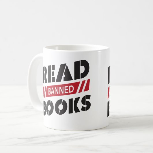 Verbotene Bücher lesen Kaffeetasse (Vorderseite Links)