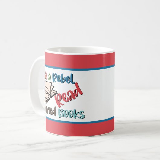 Verbotene Bücher lesen Kaffeetasse (Vorderseite Links)