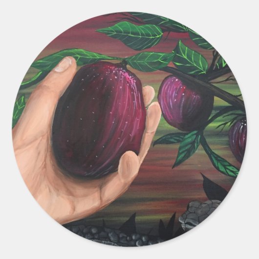 Verbotene Frucht Runder Aufkleber (Vorderseite)