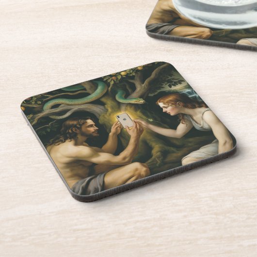 Verbotene Früchte - Adam und Eva Getränkeuntersetzer (Linke Seite)