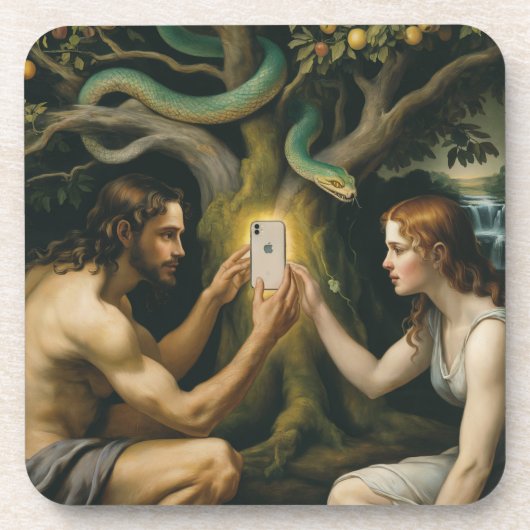 Verbotene Früchte - Adam und Eva Getränkeuntersetzer (Vorderseite)