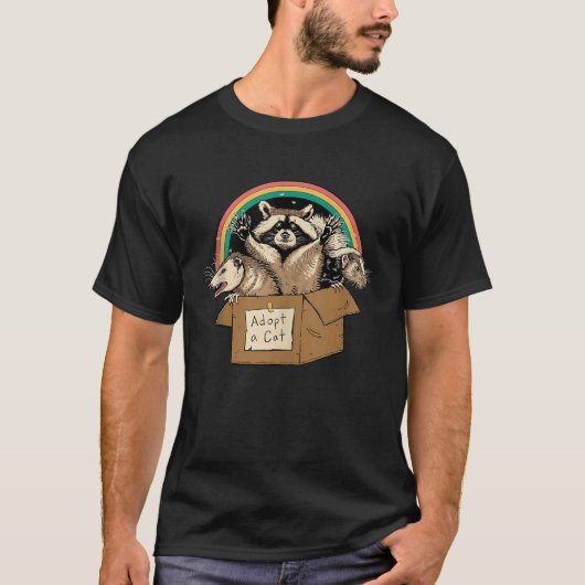 Verbotene Katzen in Box-Raccoon-Skunks Possum adop T-Shirt (Vorderseite)