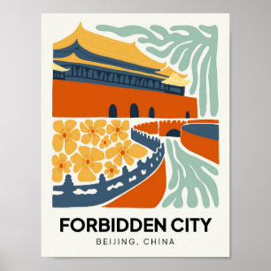 Verbotene Stadt Peking China Reise florale Kunst Poster