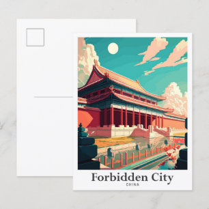 Verbotene Stadt Peking China Reise Illustration Postkarte