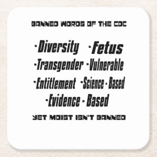 Verbotene Worte des CDC-Untersetzer Rechteckiger Pappuntersetzer