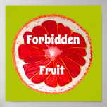 Verbotener Obstslogan Pop Art pink grapefruit Poster<br><div class="desc">Verbotenes Fruit Zitat mit niedlichen und farbenfrohen rosafarbenen Grapefruitschnitten aus einem Originalgemälde der Künstlerin Sacha Grossel. Dieses große Fruchtstück im Pop ist rosa orange und sehr hell und farbenfroh,  vor einem Limonen Hintergrund,  der sich an die Kiefer anpasst. Quirkisch und originell.</div>