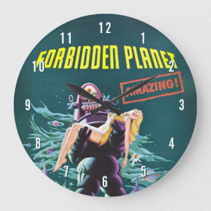 Verbotener Planet Klassisches Sci-Fi-Filmplakat Große Wanduhr