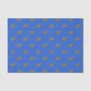 VERBOTENES Gold-Herz-BLAU-GEWEBE-WRAPPING-PAPIER Seidenpapier