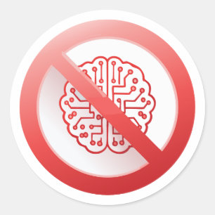 Verbotsschild für die Verwendung künstlicher Intel Runder Aufkleber