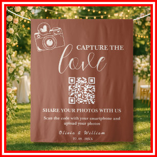 Verbrannt Orange Capture The Love QR Hochzeitskuli Wandteppich
