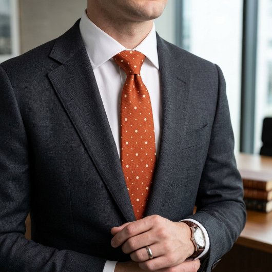 Verbrannt Orange Polka Punkt Krawatte