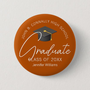 Verbrannte Orange Absolventenparty 2026 Button