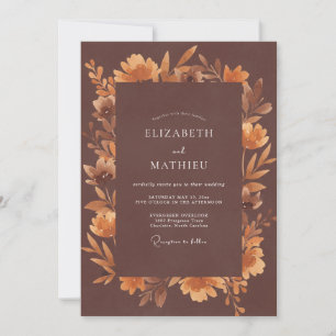 Verbrannte Orange Blättrige Hochzeit Einladung