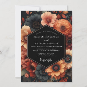 Verbrannte Orange Blüten Ernte Hochzeit Einladung