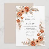 Verbrannte Orange Botanische Rustikale Hochzeit Einladung (Vorne/Hinten)