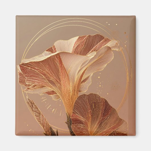 Verbrannte Orange Calla-Lilie Botanisch Magnet (Vorne)