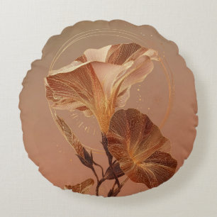 Verbrannte Orange Calla-Lilie Botanisch Rundes Kissen