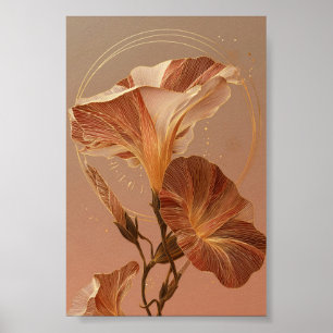 Verbrannte Orange Calla-Lilien-Botanische Illustra Poster