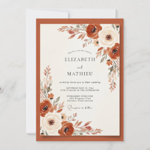 Verbrannte Orange Erdig Botanische Hochzeit Einladung