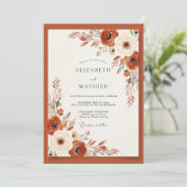 Verbrannte Orange Erdig Botanische Hochzeit Einladung (Stehend Vorderseite)