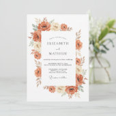 Verbrannte Orange Erdig Rustikale Hochzeit Einladung (Stehend Vorderseite)