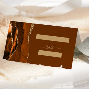Verbrannte Orange Gold Achat Braune Hochzeitstisch Platzkarte