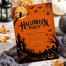 Verbrannte Orange Gruselige Gothic Halloween-Party