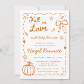 Verbrannte Orange Handgezeichnete Fall In Love Bab Einladung (Vorderseite)