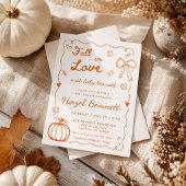 Verbrannte Orange Handgezeichnete Fall In Love Bab Einladung