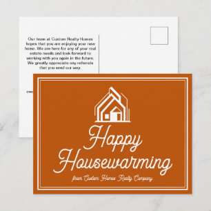 Verbrannte Orange Immobilienfirma Benutzerdefinier Postkarte