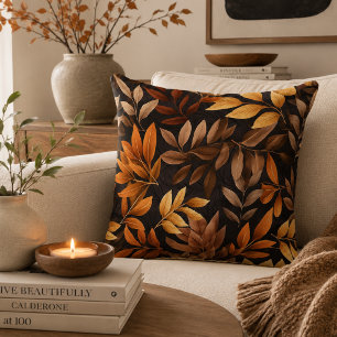 Verbrannte Orange-Mocha-Braune Elegante Herbstblät Kissen