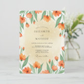 Verbrannte Orange Mohn Hochzeit Einladung (Stehend Vorderseite)