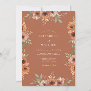 Verbrannte Orange Organische Hochzeit des Herbstes Einladung