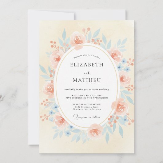 Verbrannte Orange Petal Hochzeit Einladung (Vorderseite)