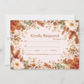 Verbrannte Orange Rustikale Herbstblätter Hochzeit (Vorderseite)