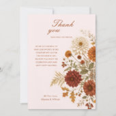 Verbrannte Orange Rustikale Herbstblätter Hochzeit Dankeskarte (Vorderseite)